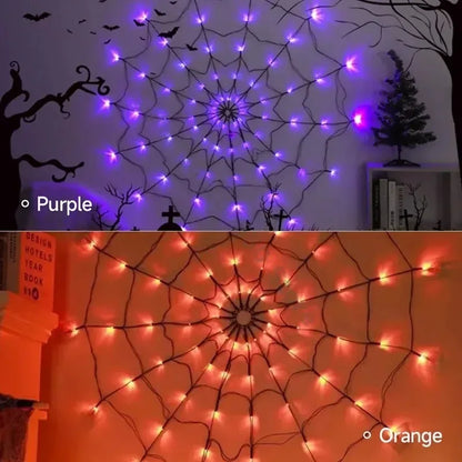 Halloween Spider Web String Lights 70LED Waterproof Net Light Remote USB Powered Horror Party Yard Window Decor Light
