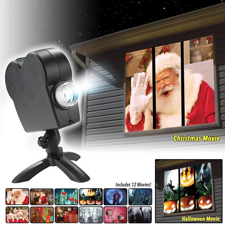 Halloween & Christmas Window Projector – 12-Pattern HD Holiday Light Projector