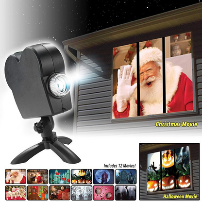 Halloween & Christmas Window Projector – 12-Pattern HD Holiday Light Projector