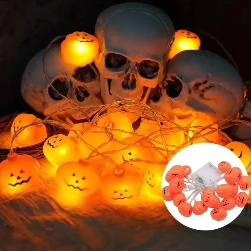 Pumpkin Halloween String Lights 20LED Battery Jack-o-Lantern, Orange Garland for Indoor Outdoor Party Garden Autumn