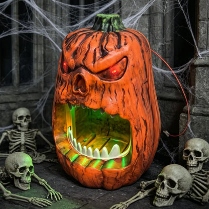 Halloween LED Lighted Pumpkin Candy Bowl Voice Activated Skull Face Lantern Outdoor Party Trick Treat Decoration Prop