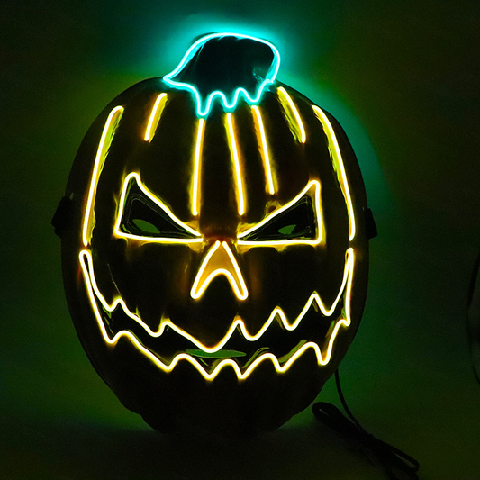 Glowing Pumpkin Halloween Mask – Light-Up Cold Glow Design