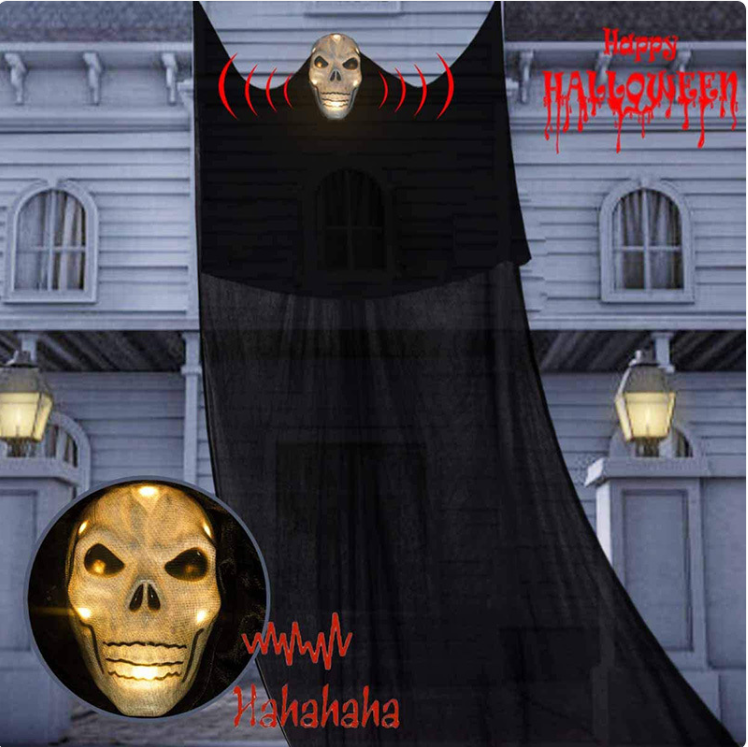 LED Sound-Activated Hanging Skull Ghost Decoration