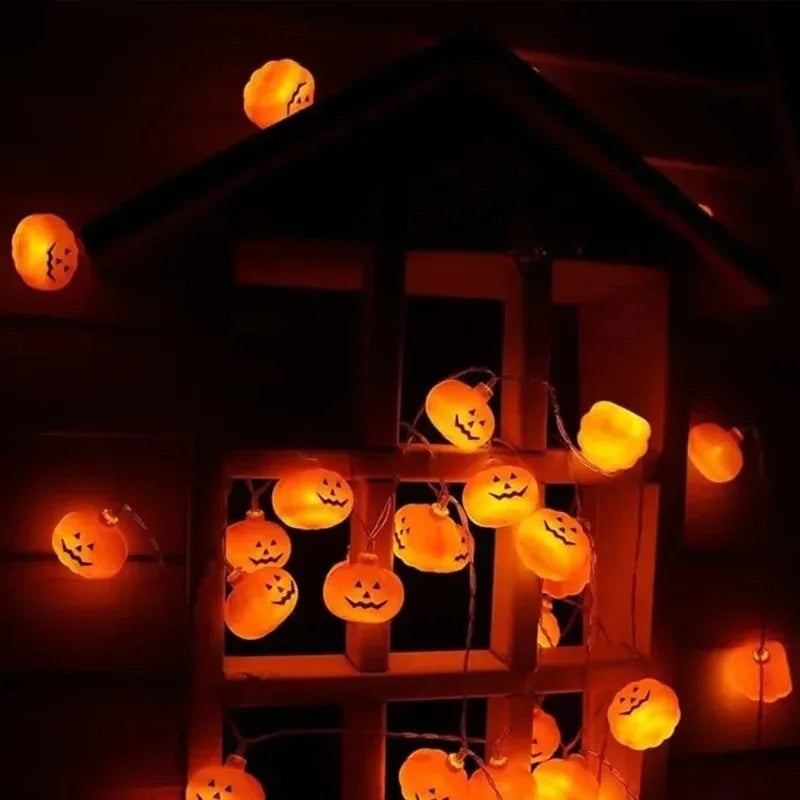 Pumpkin Halloween String Lights 20LED Battery Jack-o-Lantern, Orange Garland for Indoor Outdoor Party Garden Autumn