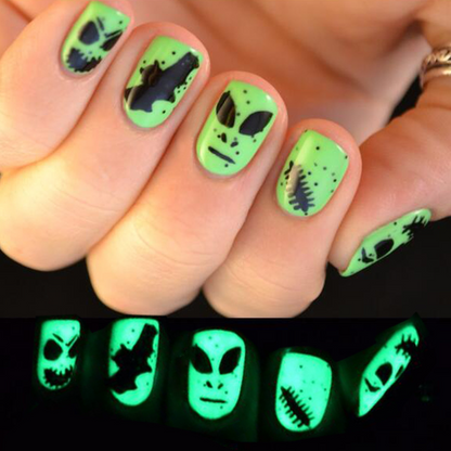 Glow-in-the-Dark Alien Bat Nail Art Set