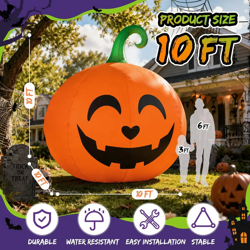10FT Giant Inflatable Pumpkin – LED Glow Street Impact Halloween Decor
