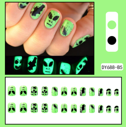 Glow-in-the-Dark Alien Bat Nail Art Set