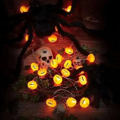 Pumpkin Halloween String Lights 20LED Battery Jack-o-Lantern, Orange Garland for Indoor Outdoor Party Garden Autumn