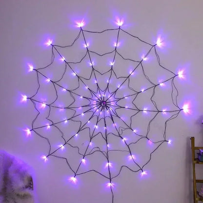 Halloween Spider Web String Lights 70LED Waterproof Net Light Remote USB Powered Horror Party Yard Window Decor Light