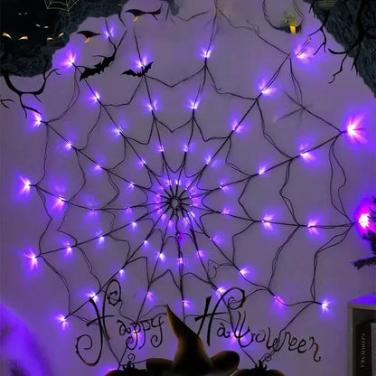 Halloween Spider Web String Lights 70LED Waterproof Net Light Remote USB Powered Horror Party Yard Window Decor Light